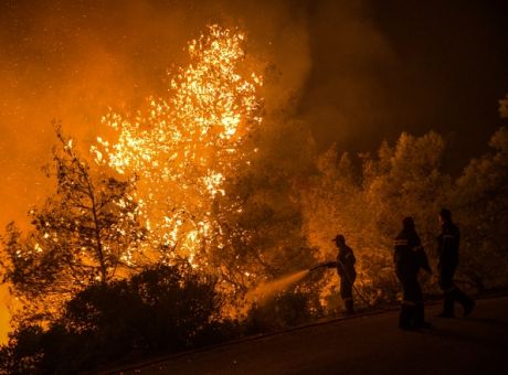Σχίνο Κορινθίας: Αγωνιώδης μάχη με το μέτωπο της πυρκαγιάς – Ζημιές σε σπίτια
