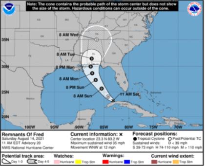 Η τροπική καταιγίδα Grace σχηματίζεται καθώς η καταιγίδα Fred απειλεί τη Φλόριντα με ισχυρές βροχές και πλημμύρες