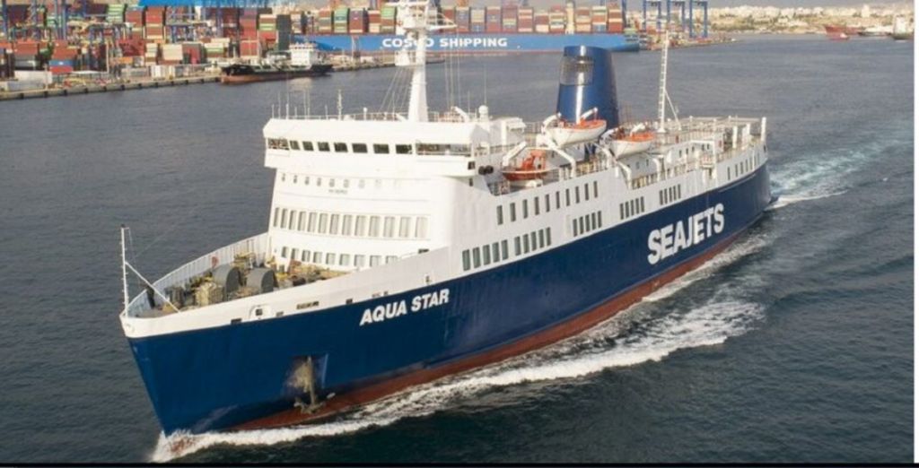 AQUA STAR sails safely in the port of Lavrio