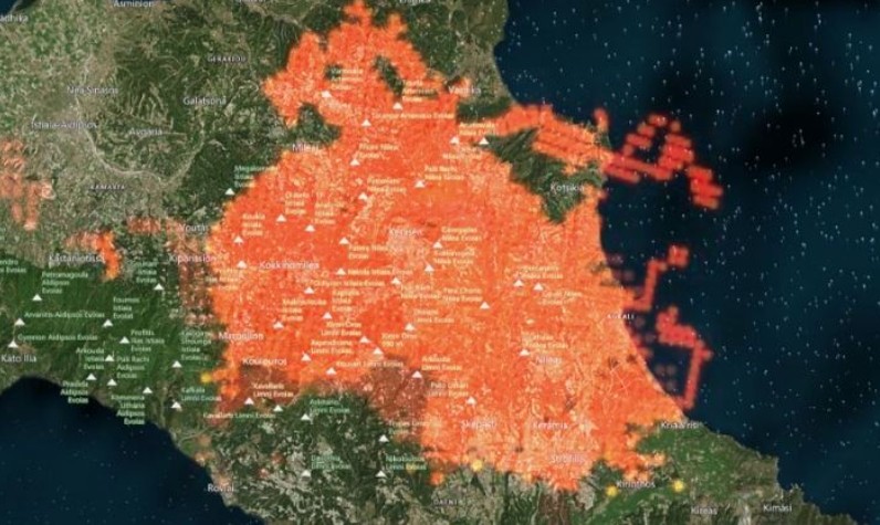 Εικόνες «Αποκάλυψης» από τον δορυφόρο – Οι πυρκαγιές σε Αττική, Εύβοια και Ηλεία