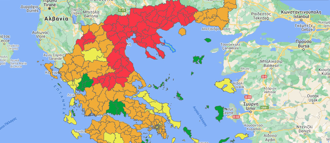 Κορωνοϊός – Αλλαγές στον επιδημιολογικό χάρτη – Ποιες περιοχές μπήκαν στο κόκκινο και ποιες πρασίνισαν