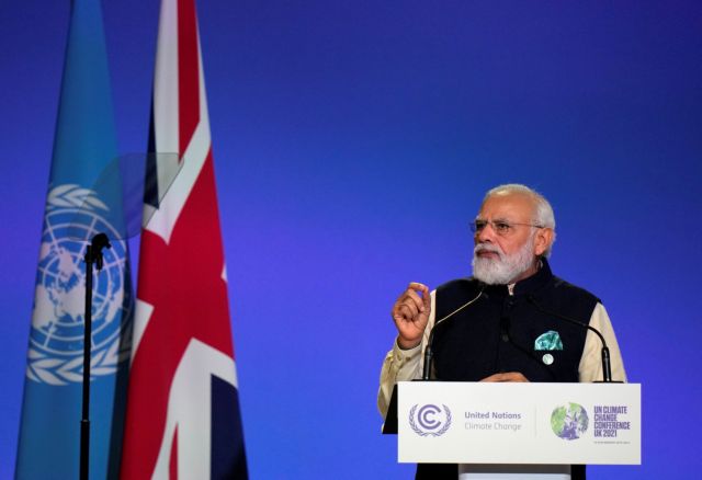 COP26 -Ο πρωθυπουργός Μόντι δηλώνει ότι η Ινδία στοχεύει σε μηδενικό ισοζύγιο εκπομπών έως το 2070