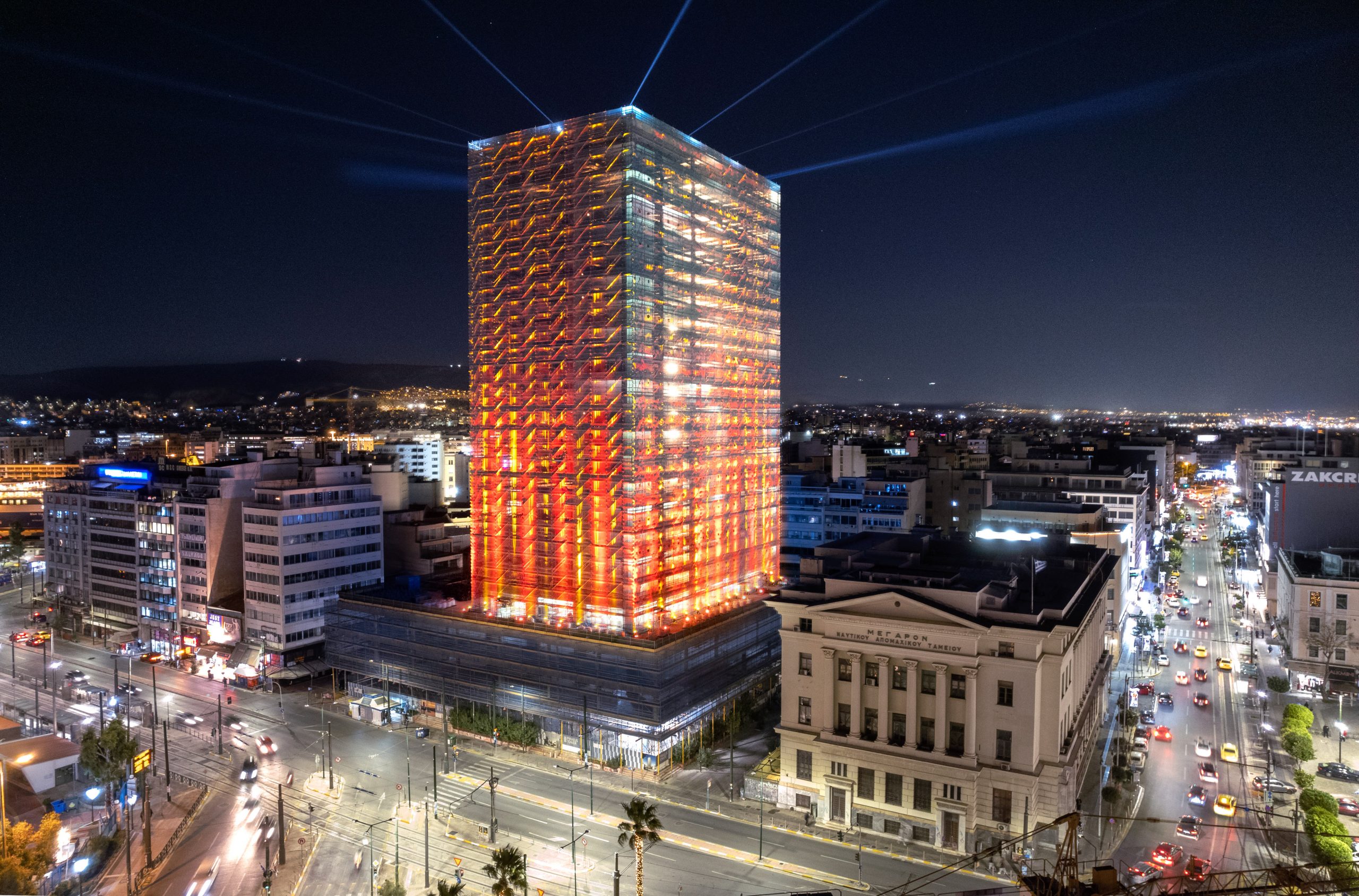The Tower of Piraeus was illuminated creating a magical Christmas world