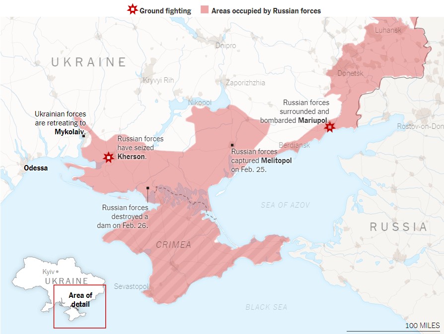 Οι ρωσικές δυνάμεις προελαύνουν στον ουκρανικό νότο – Οι φόβοι για τη Ζαπορίζια