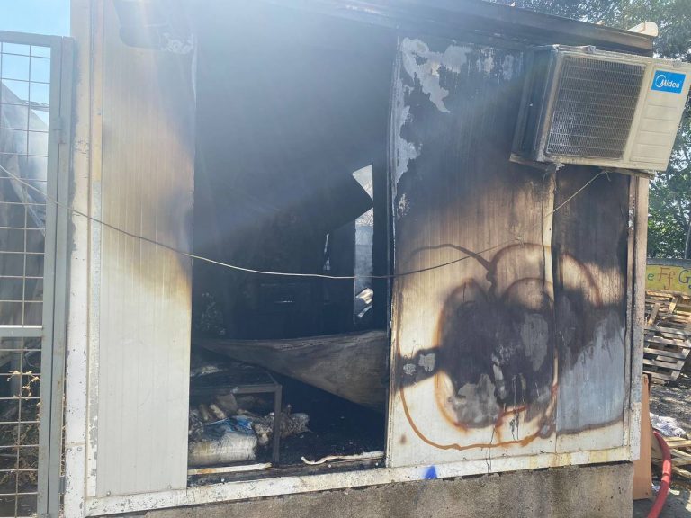 Containers in the Eleonas Refugee Accommodation Structure consumed in fire