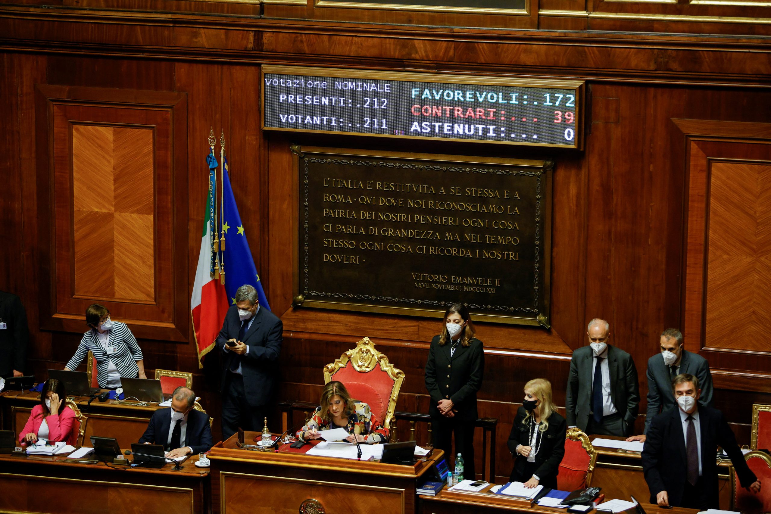Ιταλία: Η κυβέρνηση Ντράγκι έλαβε ψήφο εμπιστοσύνης από τη Γερουσία