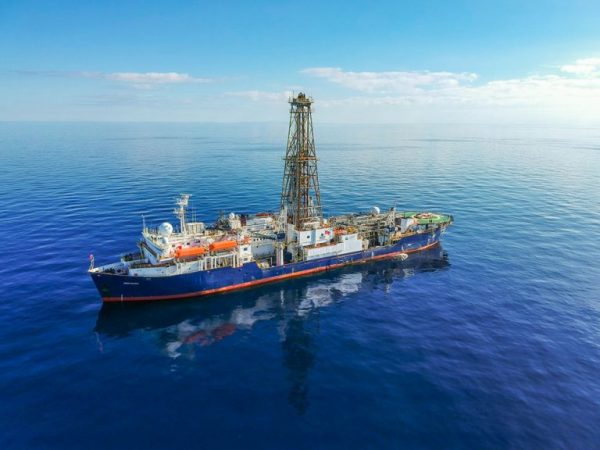 Massive research vessel conducting volcanic research in south Aegean