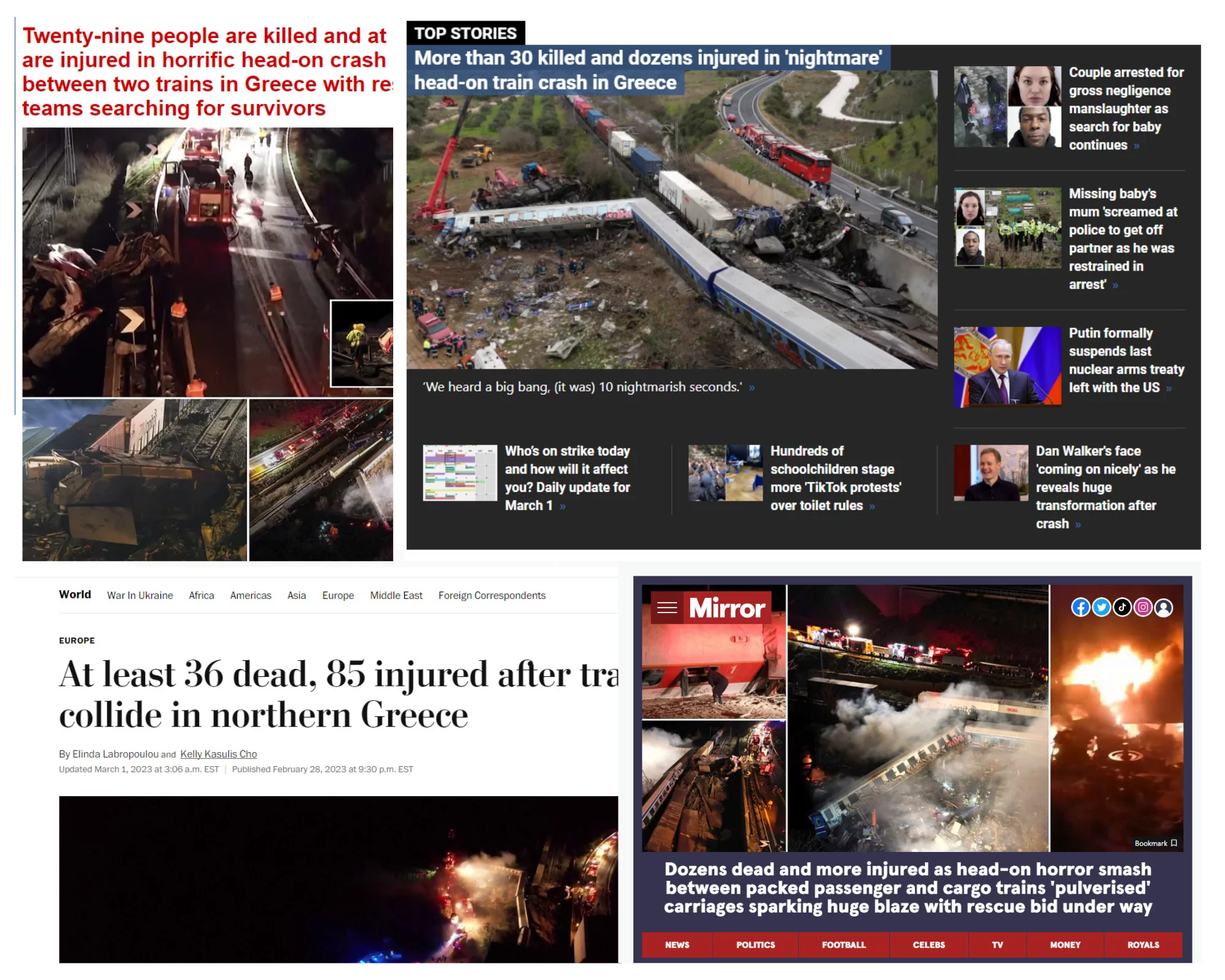 Τραγωδία στα Τέμπη: Το πολύνεκρο δυστύχημα στα διεθνή ΜΜΕ