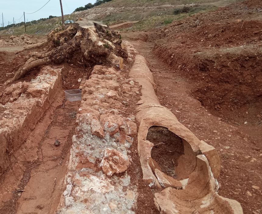 New archaeological discovery in Hersonisos – An ancient aquaduct pipeline comes to light