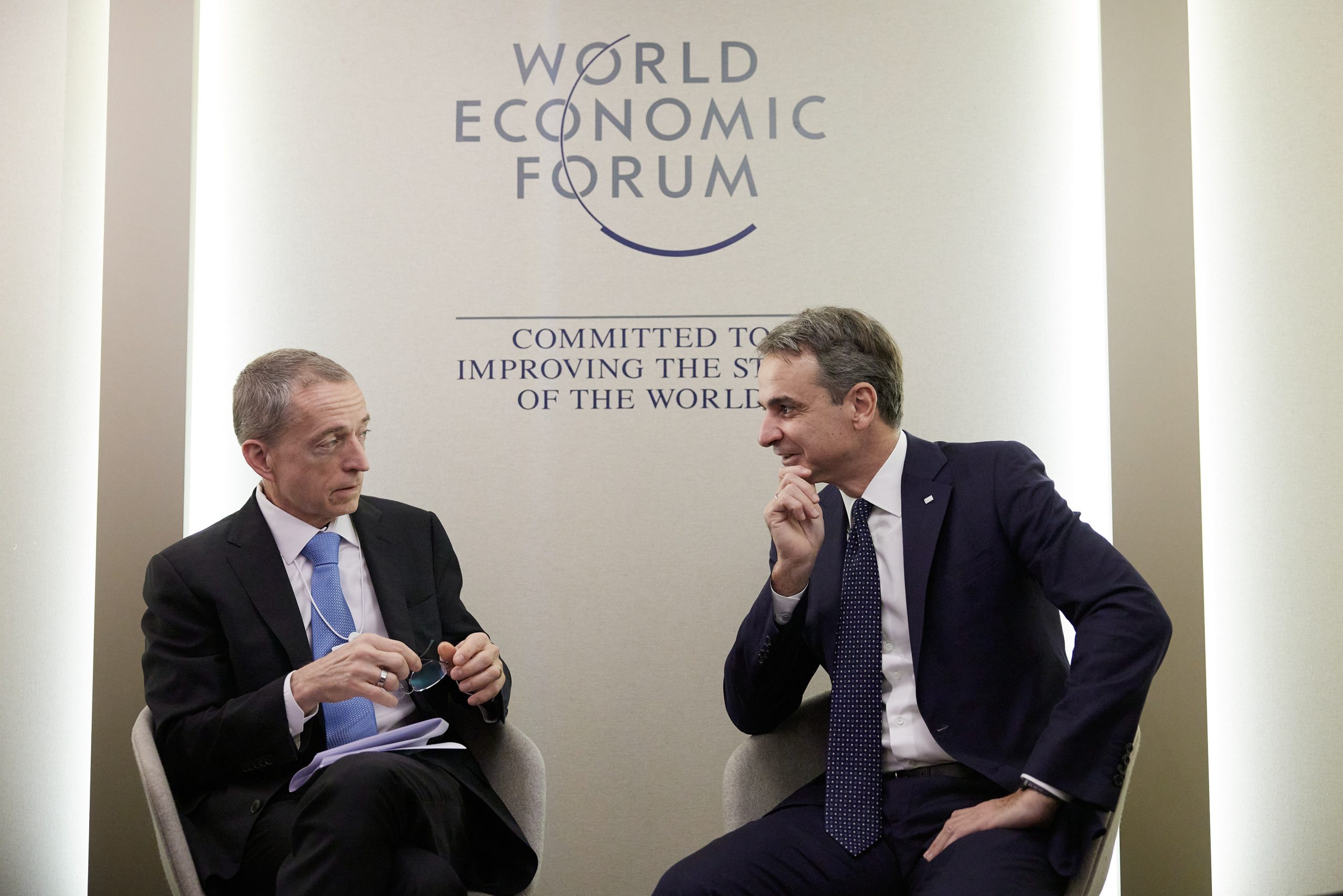 PM Kyriakos Mitsotakis Meets with Intel, Google Execs at WEF Forum in Davos