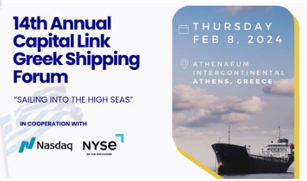 14ο Ετήσιο Capital Link Greek Shipping Forum: Ξεκινά την Πέμπτη στην Αθήνα