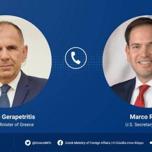 Γεραπετρίτης: Τηλεφωνική επικοινωνία με Ρούμπιο ενόψει Στρατηγικού Διαλόγου
