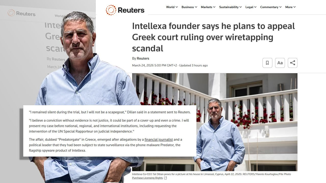 Υποκλοπές: Στο Reuters το ελληνικό PredatorGate – Ο Ντίλιαν αποδίδει την καταδίκη του σε προσπάθεια συγκάλυψης